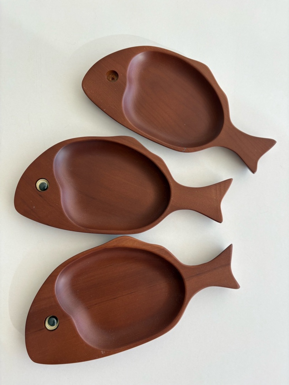 Vintage Japanese Wooden Fish-Shaped Dish - Brown